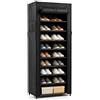 QWORK® Scarpiera 11 Ripiani 85x25x175cm - Salvaspazio per 55 Paia di Scarpe | Metallo e Tessuto, per Ingresso, Camera da Letto & Ripostiglio - Struttura Robusta con Tasche Laterali e Copertura