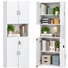NovoLiving Armadio Ufficio con Chiave, Armadio Multiuso & Mobile Ufficio 58 × 30 × 180 cm, Bianco con 4 Ante, Vano Aperto, Ripiani Regolabili, Pannello Truciolare, per Home Office, Garage, Soggiorno