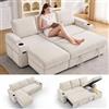 LIOVOYO Divano Angolare 3 Posti con Funzione Letto, Divano Letto con Vano Portaoggetti e Schienale Regolabile, Divano Angolare a L con Chaise Longue Rimovibile, 2 Portabicchieri, Beige