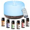 ACWOO Diffusore di Oli Essenziali con 6x10ml Oli Inclusi, Telecomando 7 Colori LED, Umidificatore ad Ultrasuoni Fino a 9 Ore, per Yoga, Senza BPA