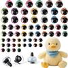 TEAYUEW 60 occhi di sicurezza per animali all'uncinetto, 12 mm/16 mm/20 mm, in plastica, grandi occhi colorati glitterati, occhi per bambole, occhi Amigurumi 3D, occhi per bambole, occhi di peluche