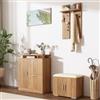 VIEKOS Set appendiabiti da corridoio, appendiabiti da parete, con scarpiera e scarpiera, 1 specchio, 4 ganci, 5 ante, 140 x 35 x 133 cm (larghezza x profondità x altezza), colore naturale