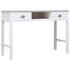 Generic Scrivania in legno bianco 110 x 45 x 76 cm | Stile vintage, 2 cassetti, scomparto centrale, Paulownia e pioppo facile da montare