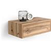 Mobili Fiver, Comodino sospeso Riccardo, Rovere Rustico, NO, 45 cmx25 cmx15.5 cm, Comodino moderno per Soggiorno e camera, Made in Italy