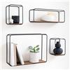 Kazai. Mensole da Muro Design -Jona- | Scaffale Metallo a 4 Parti con Impiallacciatura in Vero Legno | Decorazione della Parete, Libreria Scaffale, per Camera da Letto, Bagno, Cucina | Noce
