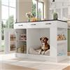 Kelodan Isola da cucina, 120 x 60 x 90 cm, armadio con 3 cassetti, ripiano regolabile, doppio ripiano (senza piatto per il cibo per cani), ampio spazio per animali domestici (senza cuscino per cani