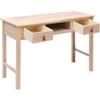 Generic Scrivania in legno naturale, 110 x 45 x 76 cm | Paulownia e Pioppo, 2 cassetti, vano centrale, vintage, consolle