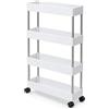 Generico BDIT Accessori Carrello Salvaspazio con Ruote, Organizer Slim a 4 Ripiani, Mobiletto Stretto 86 x 40 x 13 cm, Carrello Portaoggetti per Bagno Cucina Lavanderia Camera, Bianco