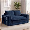HomeMiYN Divano Letto 2 Posti 140 cm, Velluto a Coste, Alta Densità, Senza Montaggio | Sofa Bed 2 in 1 Estraibile con Schienale Alto, Design Ergonomico per Soggiorno, Camera da Letto e Ospiti, Blu scuro