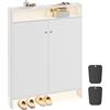 SoBuy Scarpiera Slim 15 cm con Luce LED a Sensore, 12 Paia, per Ingresso | Scarpiera Salvaspazio con Ripiano Flessibile e Portastivali, Mobile Porta Scarpe per Ingresso e Corridoio, FSR227-E-W