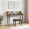 WERNBUPS Tavolo da studio in rovere Artisan, 130 x 40 x 19,5 cm, in legno | Portaoggetti con scomparti, scaffali, configurazione flessibile, per tastiera, studio domestico
