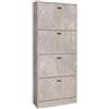 HM hemax HOME DESIGN HEMAX Scarpiera Salvaspazio Slim con Ante, Mobile Porta - Cemento | Mobile Porta Scarpe 63x24x150 cm, Design Moderno e Minimalista, Per Ingresso e Camera, Struttura Robusta in Legno