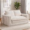 HomeMiYN Divano Letto 2 Posti 140 cm, Velluto a Coste, Alta Densità, Senza Montaggio | Sofa Bed 2 in 1 Estraibile con Schienale Alto, Design Ergonomico per Soggiorno, Camera da Letto e Ospiti, Beige