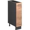 Vicco Armadio cucina dispensa alto Fame-Line, Rovere dorato/Antracite 20 cm | 1 anta estraibile · Senza piano di lavoro · Piedini regolabili in altezza · Maniglie in metallo