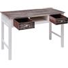 Generic Scrivania in legno marrone 110 x 45 x 76 cm | 2 cassetti, vano aperto, Paulownia e pioppo vintage, facile da montare