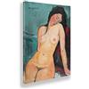 Giallobus - Quadro - Amedeo Modigliani - Nudo Seduto 2 - Tela Canvas Telaio Standard - 100x140 - Pronto da Appendere - Quadri Moderni per la casa