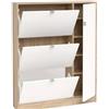 Arreditaly Scarpiera Salvaspazio Con 3 Ante A Ribalta E Mobile Laterale Capienza Fino A 18 Paia Design Moderno Per Ingresso E Corridoio 98.8 x 24.05 x 123.6 Cm Rovere e Bianco Lucido