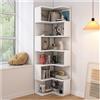 Generic Etagere - Libreria angolare a 7 ripiani, per piccoli spazi, studio, soggiorno, ufficio, colore: bianco (6 livelli)