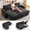 LIOVOYO Divano Angolare 3 Posti con Funzione Letto, Divano Letto con Vano Portaoggetti e Schienale Regolabile, Divano Angolare a L con Chaise Longue Rimovibile, 2 Portabicchieri, Grigio