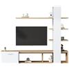HAINEW Mobile TV moderno con porta e libreria, lunghezza 180 cm, con scomparti aperti, legno bianco, libreria, mobile TV 2 in 1, 180 x 33,5 x 151,5 cm