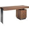 AC ANGEL CERDÁ Angel Cerdá - Scrivania Moderna in Legno di Noce e Acciaio Lucidato | Scrivania Ufficio 160 x 60 x 76 cm, Legno di Noce | Piedi in Acciaio Lucidato, Cassetti | Funzionale, Versatile