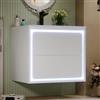 Idemon 60 x 46 x 50 cm, pensili da parete, mobili da bagno, verniciatura completa, illuminazione a LED, due cassetti, guide scorrevoli, lavabo, lavabo integrato, bianco