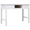 Generic Scrivania in legno bianco 110 x 45 x 76 cm | 2 Cassetti, Scomparto aperto, Paulownia e Pioppo, Ufficio Casa o Ufficio
