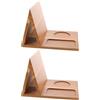 POPETPOP 2 Pezzi Porta Libri Triangolare in Legno Massiccio con Supporto Telefono e | Angoli Regolabili, Design a T, Finitura Naturale, per Tavolo Caffè e Camere
