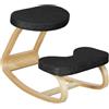 HOMCOM Sedia Inginocchiatoio Movimento a Dondolo 50x73x55 cm Nero | Sedia Ergonomica Posturale, Tessuto Effetto Lino, Legno di Betulla