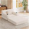 SACOOL Divano letto in velluto a coste compresso, schienale alto, telaio in metallo, schiuma ad alta densità, portabicchieri e tasche laterali, per soggiorno e piccoli spazi, beige