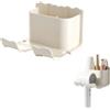 TLDBATICE Supporto per asciugacapelli da parete senza foratura, supporto per asciugacapelli con cestino portaoggetti, supporto per asciugacapelli da parete, accessorio da bagno, bianco