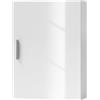 HOMCOM Armadietto Bagno da Parete Pensile Bagno Sospeso Bianco Lucido | In Legno e Vetro, 3 Ripiani Regolabili su 3 Livelli, Mobiletto con Porta, 40x15x55 cm