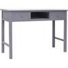 Generic Scrivania in legno grigio 110 x 45 x 76 cm | 2 cassetti, vano aperto, Paulownia e pioppo vintage, facile da montare