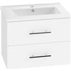 HOMCOM Mobile Bagno Sospeso con Lavabo in Ceramica e 2 Cassetti Bianco | Mobiletto Bagno con Lavabo, Moderno e Salvaspazio, con Foro per Rubinetto e Scarico, 61x40x48 cm