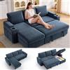 LIOVOYO Divano Angolare 3 Posti con Funzione Letto, Divano Letto con Vano Portaoggetti e Schienale Regolabile, Divano Angolare a L con Chaise Longue Rimovibile, 2 Portabicchieri, Blu