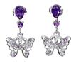 Gemsporium 925 Orecchini Argento Sterling Pera Ametista Gemma Farfalla No USA Import Tasse