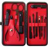 Veruydita Kit professionale per manicure e pedicure, 12 pezzi con tagliaunghie, lime, forbici e custodia compatta in pelle, cura delle unghie delle mani e dei piedi, ideale per viaggi e uso quotidiano