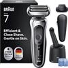 Braun Series 7 71-S7200cc - Rasoio elettrico a umido e a secco con sistema SmartCare Center e trimmer di precisione, batteria senza fili, con pellicola, colore: Argento