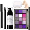 UCANBE Set di trucco per Halloween per cosplay con palette di ombretti, fondotinta bianca, rossetto viola, eyeliner, cipria e spugne