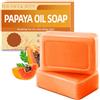 ELKLUG 2 Pezzi Sapone alla Papaya Naturale, Saponetta Viso e Corpo per Pelle Radiosa e Uniforme, Bagnoschiuma Solido Sapone Naturale, Formula Purificante per Pulizia Profonda dei Pori