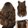 Silk-co Extension Capelli Clip Filo Invisibile Mossi Ondulati a Strati Posticci Donna Fascia Unica 50cm 140g Castano Scuro/Biondo Scuro