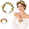 RUAVOEY 1 Pezzi Ghirlanda di fiori, fascia per capelli, da sposa, con bracciale, set di fi ori, per matrimoni, cerimonie, festival, feste in spiaggia