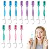 YULTHA 12 Pcs Spazzolini Usa E Getta Con Dentifricio,Mini Spazzolini Usa E Getta | 4 In 1 Con Dentifricio Integrato, Filo Interdentale E Raschietto Lingua (Sapori Assortiti)