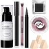 UCANBE Set di trucco nero per Halloween, colore viso bianco | con ombretto, fondotinta bianco, rossetto nero, eyeliner, ciglia autoadesive, pennello