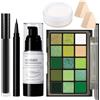 UCANBE Set di trucco per Halloween verde per cosplay con palette di ombretti, fondotinta bianca, rossetto, eyeliner, cipria fissativa, spugne
