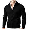 HEONSATI Cardigan da Uomo a Maglia Leggero con Colletto Rialzato e Zip | Cappotto Casual a Maniche Lunghe In Pile Sottile Cardigan In Cotone Curvy Maglione Maglia Con Cerniera Frontale Aperto Calda