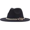 Generic Cappello Nero Fedora Classico Cintura Larga Floppy Lana Cappello da Donna Panama Fibbia Baseball Caps Cap Nero Chiuso