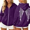 lozssnigzi Felpa Donna con Zip e Cappuccio, Motivo con Paillette, Angeli e Ali, Streetwear Y2K Angel Wings Hoodie a Maniche Lunghe, Stile Casual Chic per Autunno, Inverno