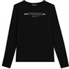 FREDDY T-Shirt Donna Supima ML con Girocollo, Fondo Stondato e Logo Strass