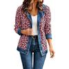 POIUIYQA Giacca Di Jeans Da Donna Leopardata A Maniche Lunghe Giacca Di Jeans Vintage Casual Lunga Media Stile Streetwear Cardigan
